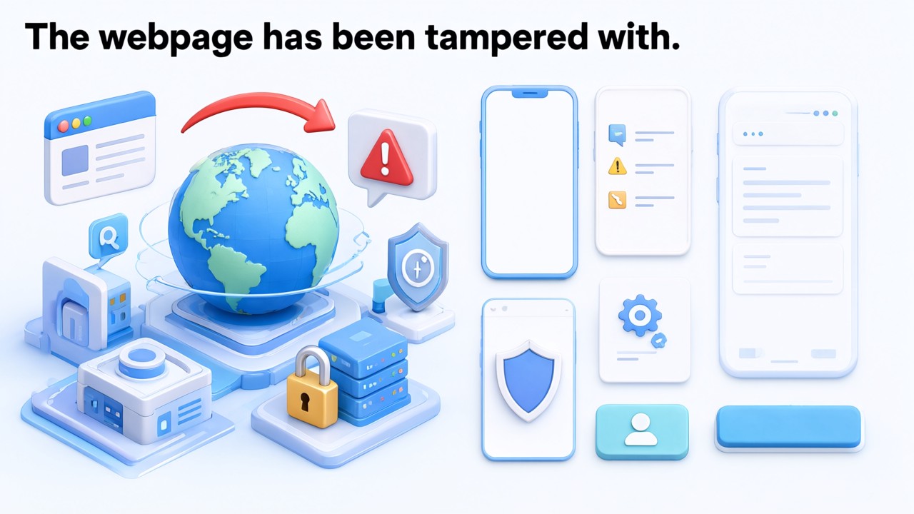 The webpage has been tampered with.